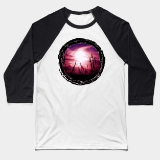 Purple Sunset Design Baseball T-Shirt